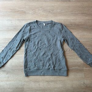 J. Crew Gray Embellished Sweater Size Small